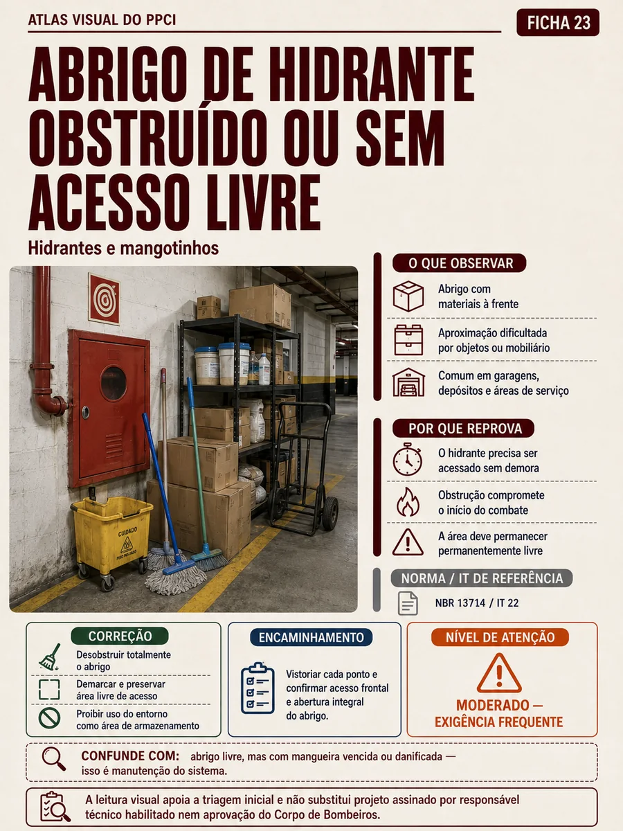 Ficha técnica: Abrigo de hidrante obstruído ou sem acesso livre