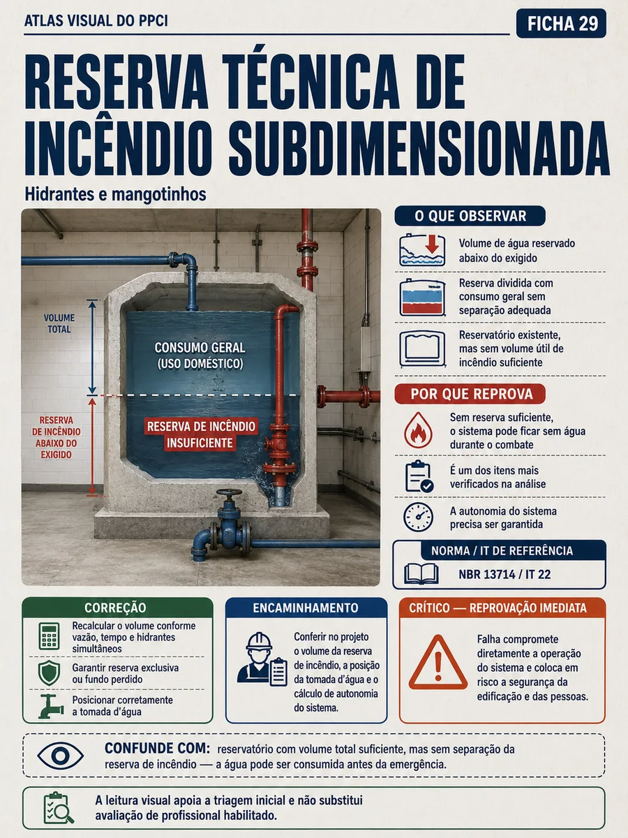 Ficha técnica: Reserva técnica de incêndio subdimensionada