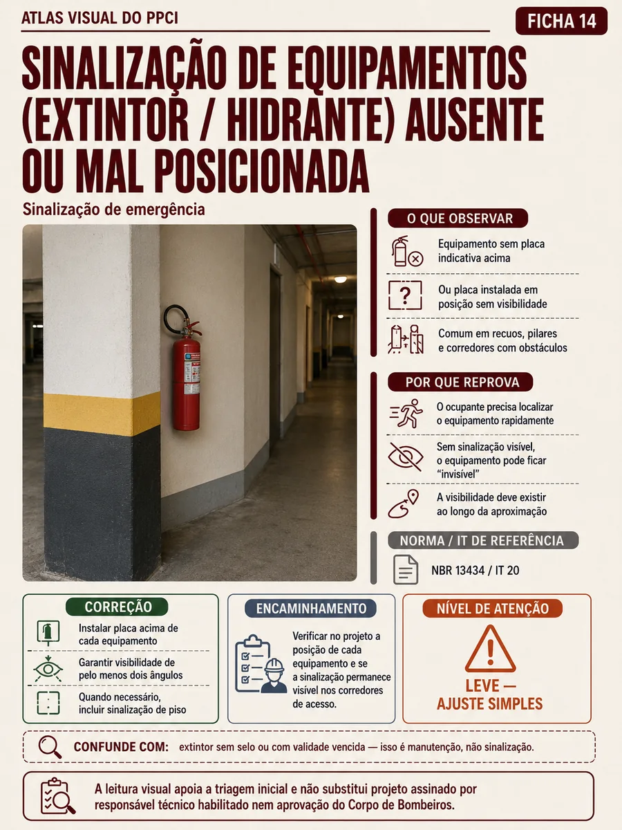 Ficha técnica: Sinalização de equipamentos ausente ou mal posicionada
